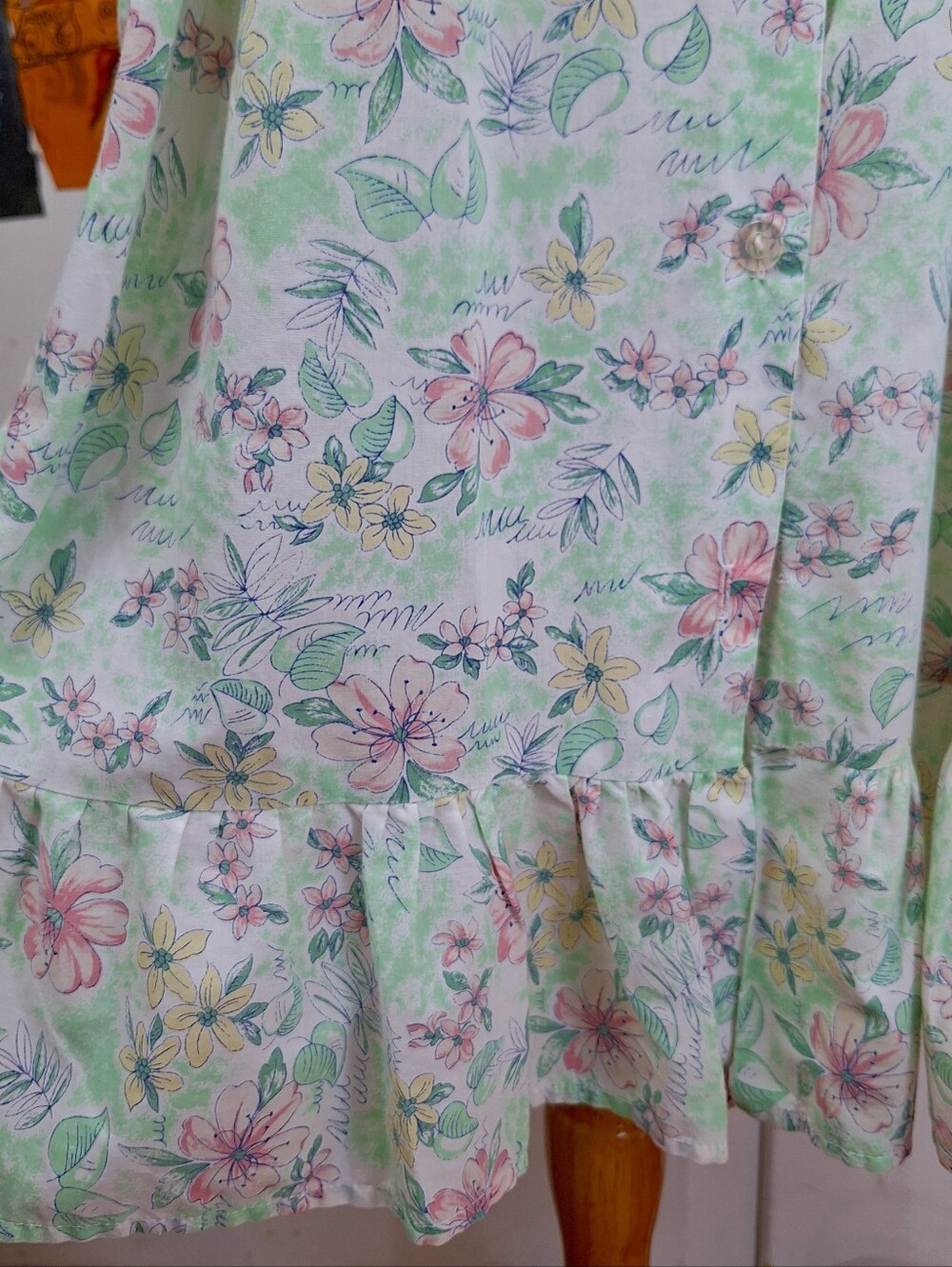 Vintage 80s Floral Sleeveless Midi House Dress M Lace Cottagecore Grannycore - Picture 5 of 6